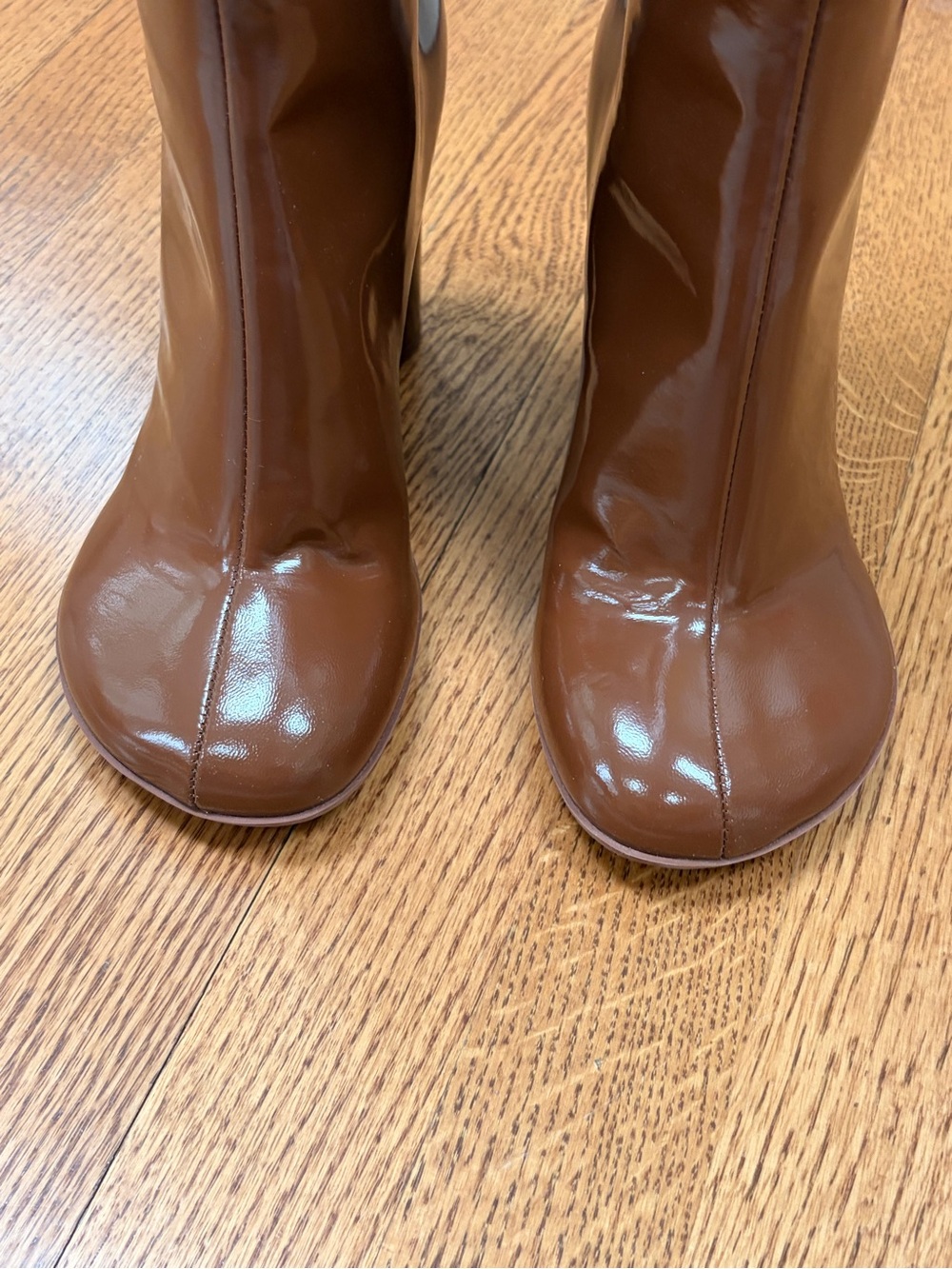 Bottega Veneta Atomic 90 mm tall boots, Brown Sugar, patent leather, 37 - Picture 7 of 12